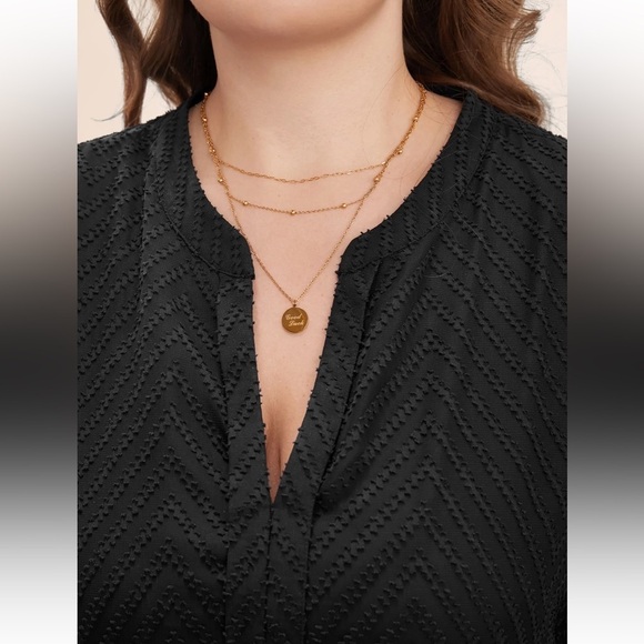 BloomChic Plus Size XL Solid Geometric Pocket Mesh Lantern Sleeve Belted Dress - Picture 4 of 9